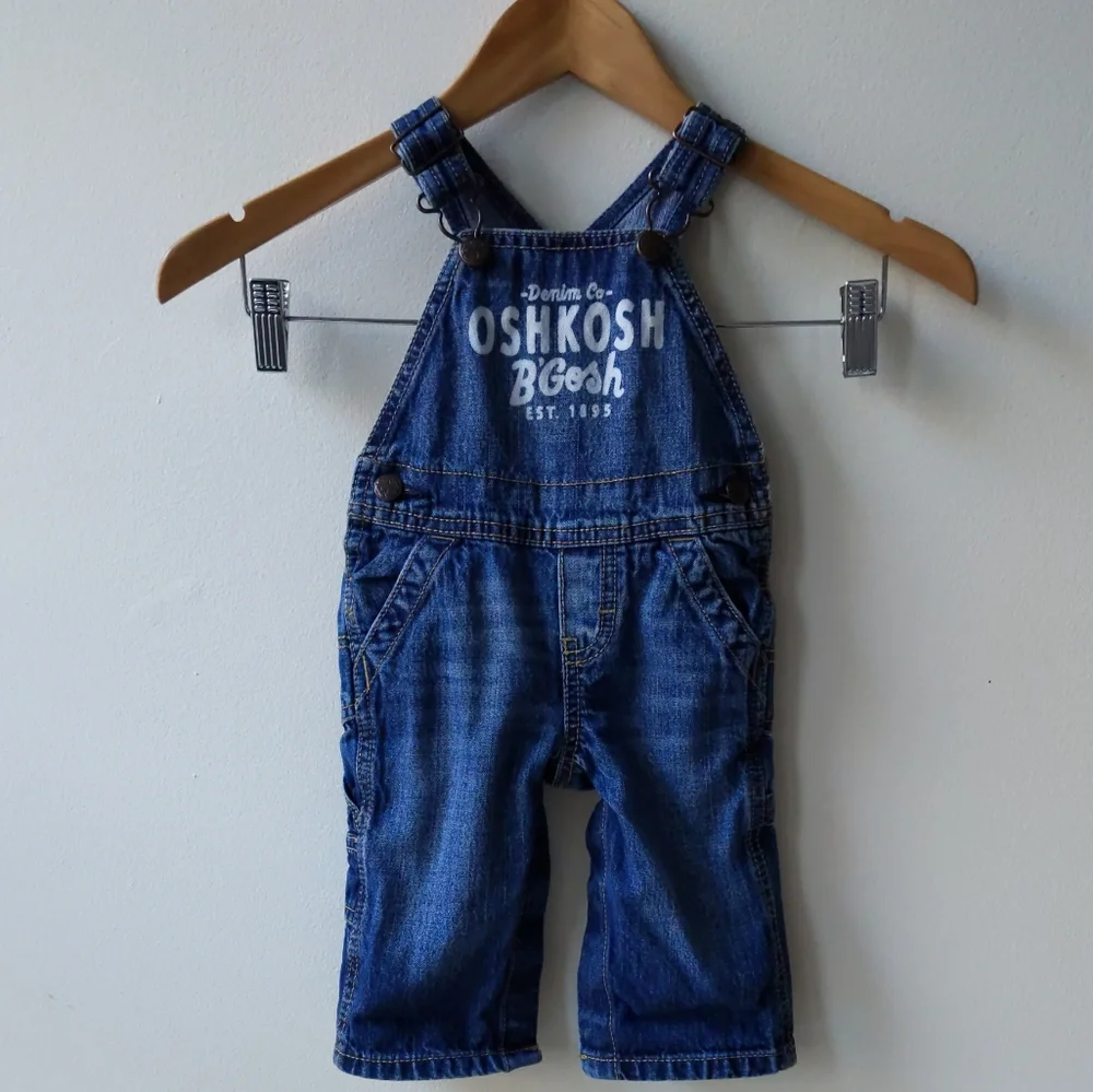 Oshkosh B'Gosh Spell Out Denim Overalls Size 6M